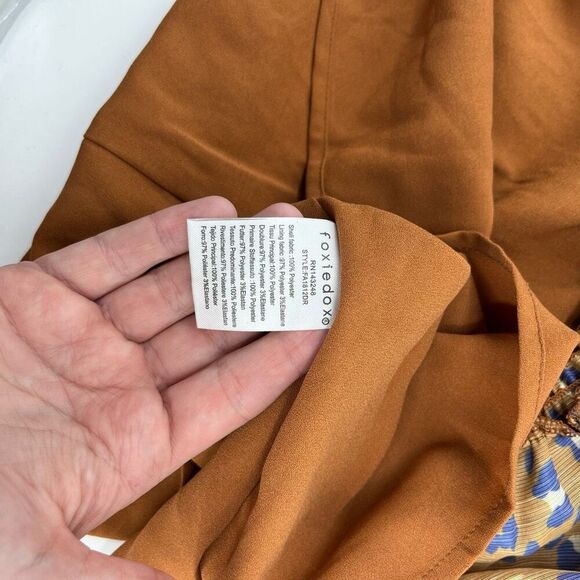 Foxiedox Mini Dress Luna Leopard Print Smocked Ruffle Flutter Sleeve M - Picture 7 of 10